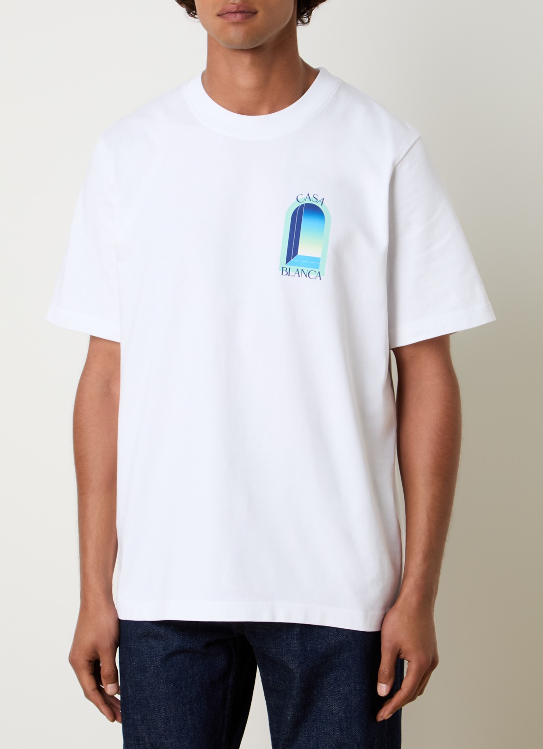 Casablanca Gradient T-shirt met logo- en backprint - achterkant wit