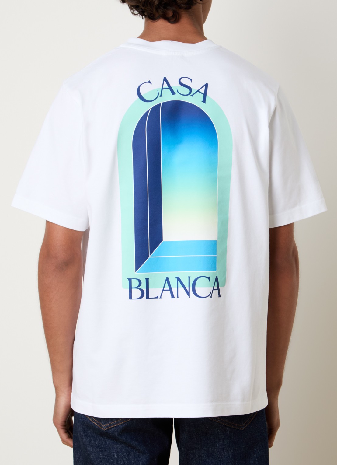 Casablanca Gradient T-shirt met logo- en backprint - detail 4 wit