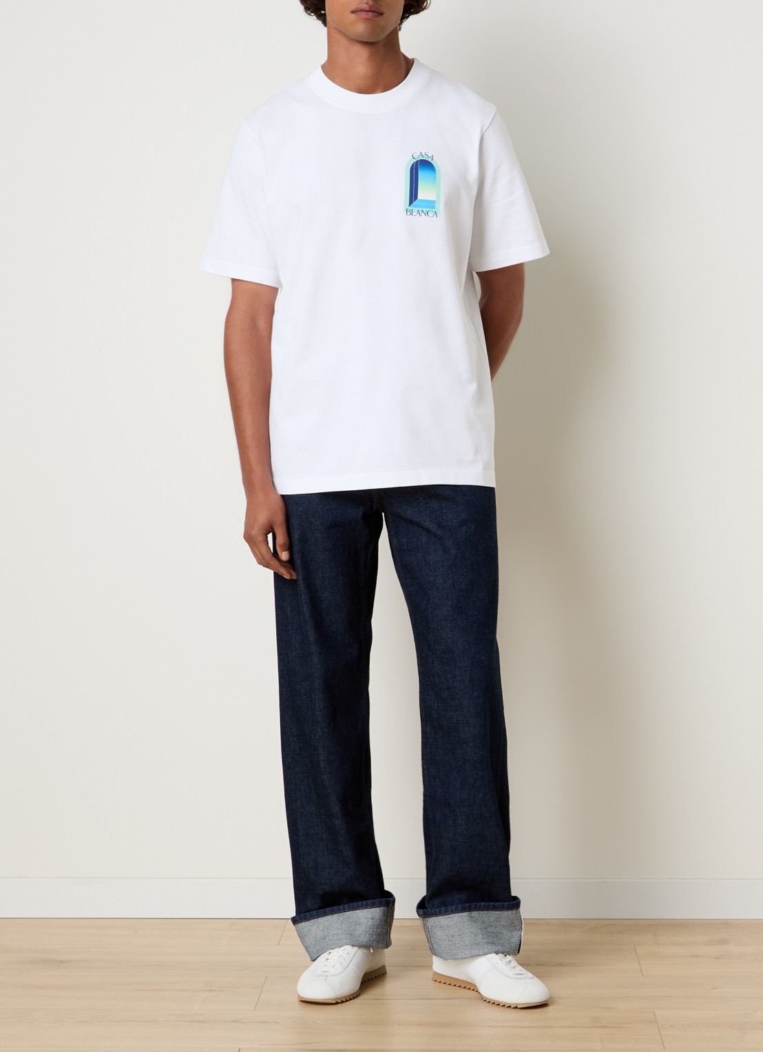 Casablanca Gradient T-shirt met logo- en backprint - voorkant 3 wit