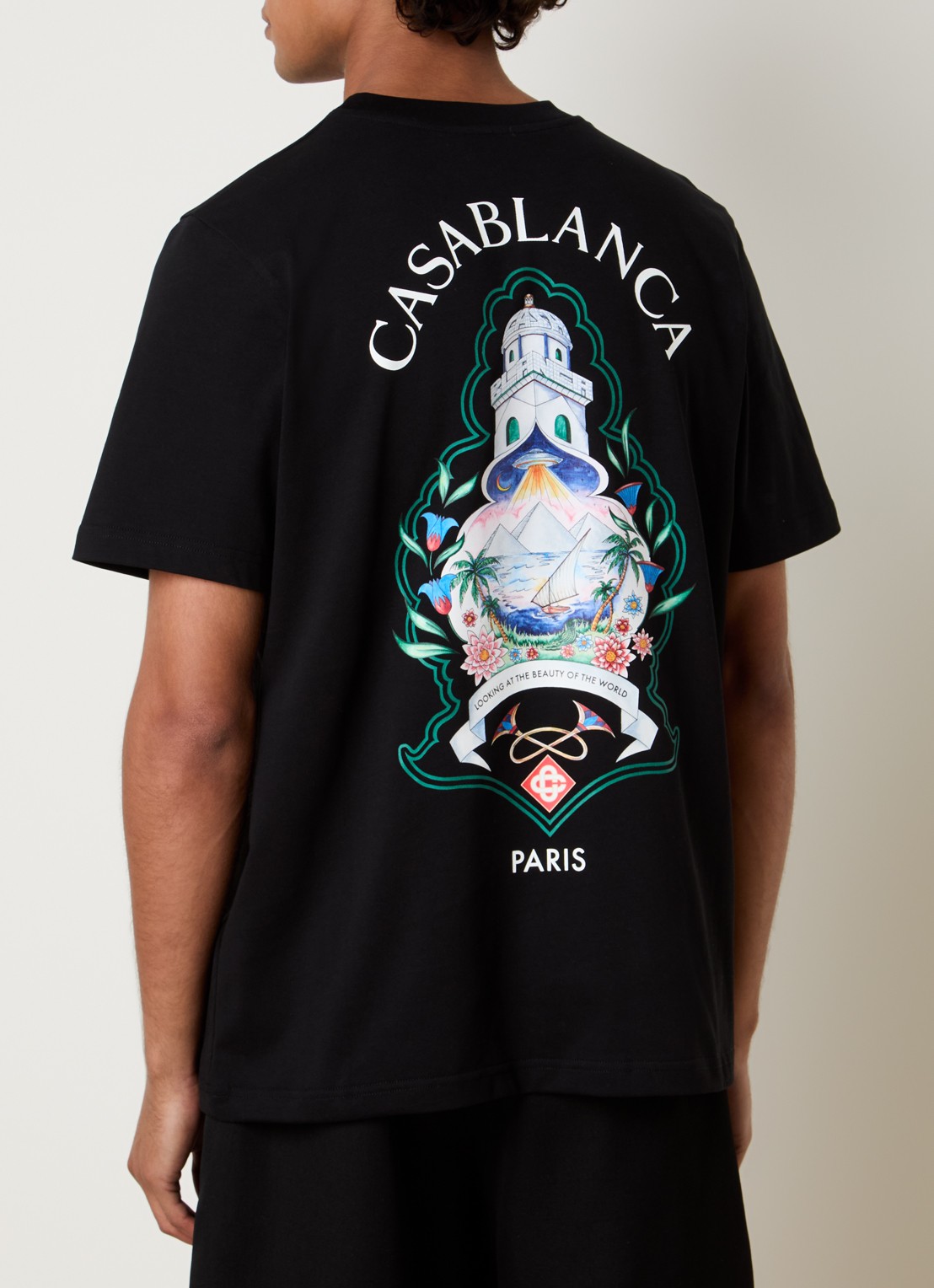 Casablanca Gradient T-shirt met logo- en backprint - detail 4 zwart