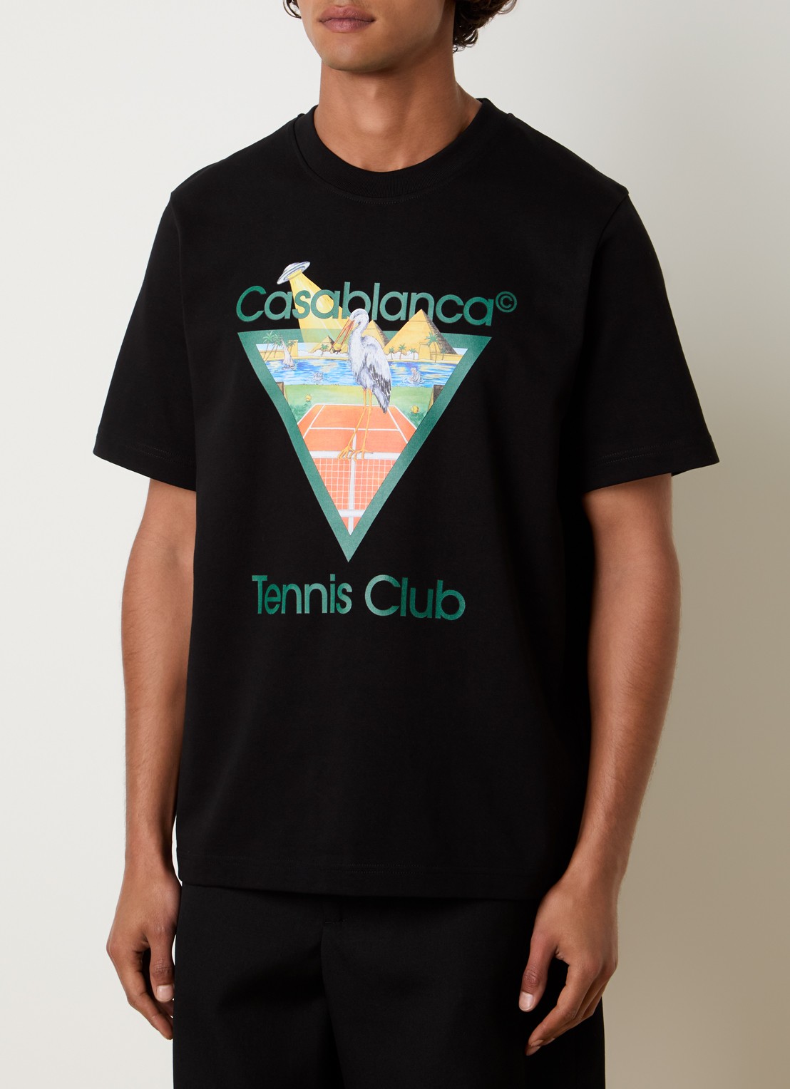 Casablanca Gradient T-shirt met logo- en backprint - detail 3 zwart