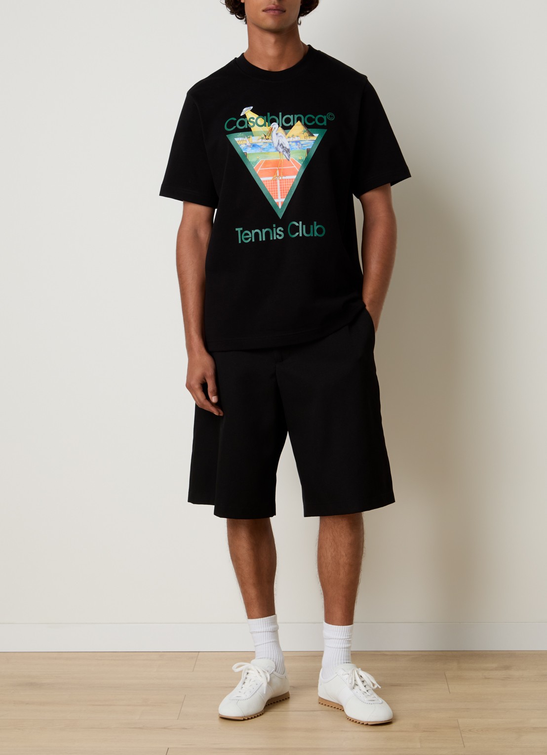 Casablanca Gradient T-shirt met logo- en backprint - voorkant 2 zwart