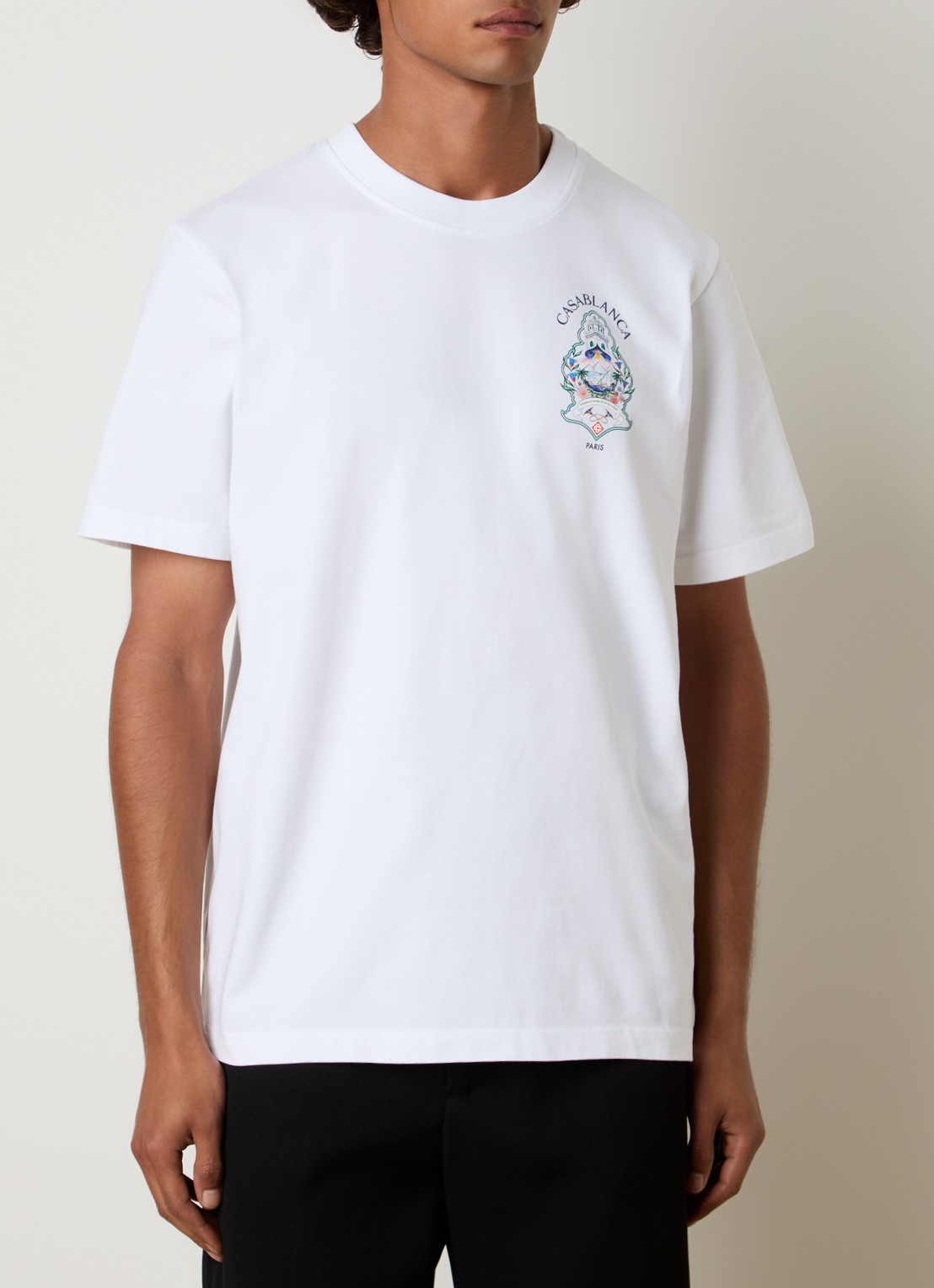 Casablanca Hotel T-shirt met logo- en backprint - achterkant wit