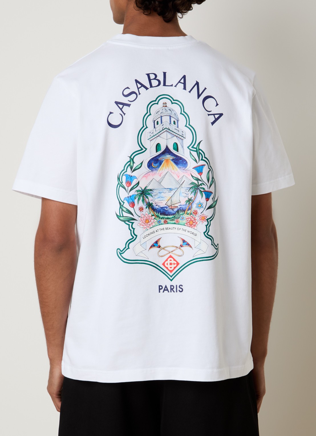 Casablanca Hotel T-shirt met logo- en backprint - detail 4 wit