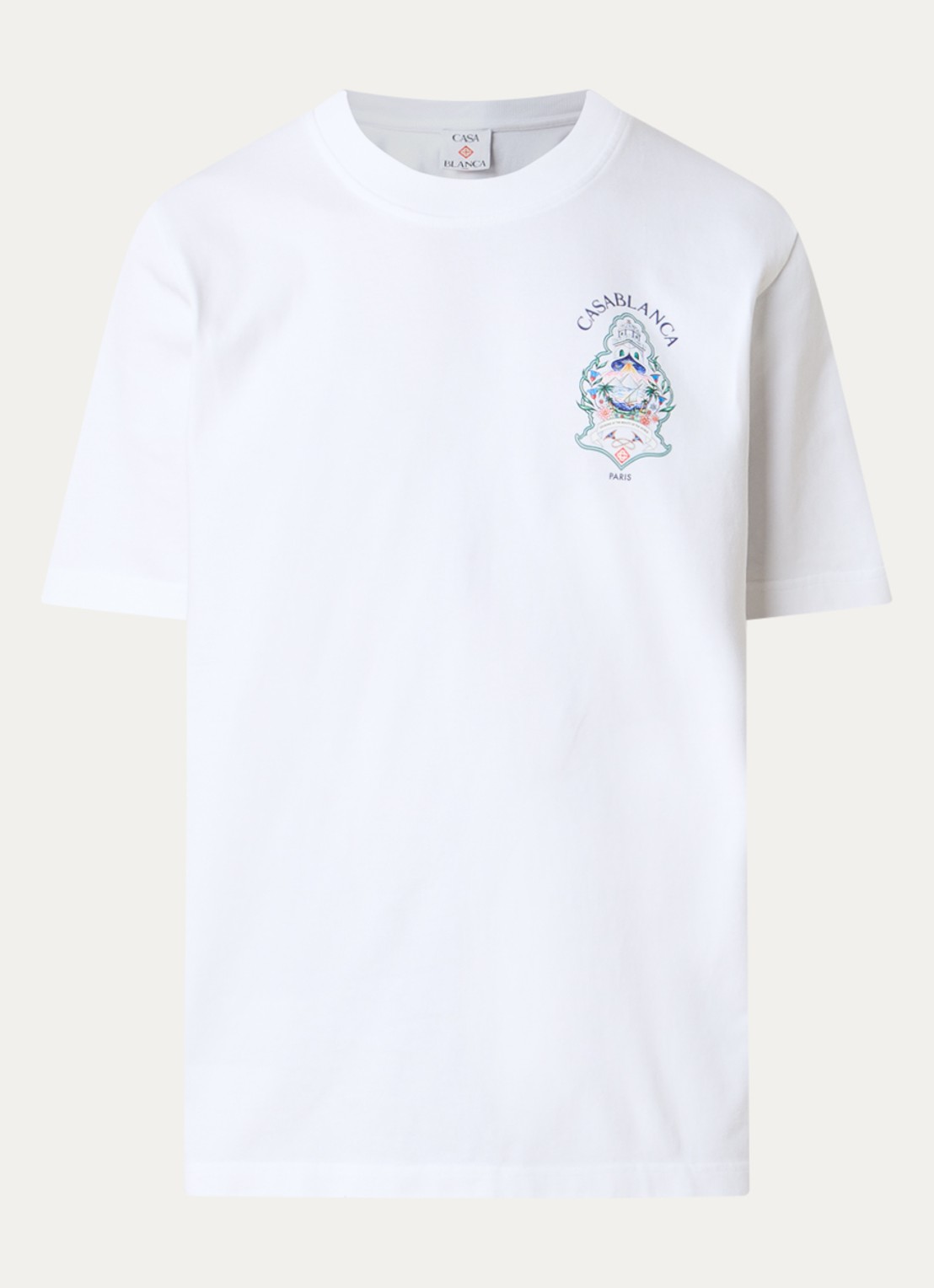 Casablanca Hotel T-shirt met logo- en backprint - voorkant 2 wit