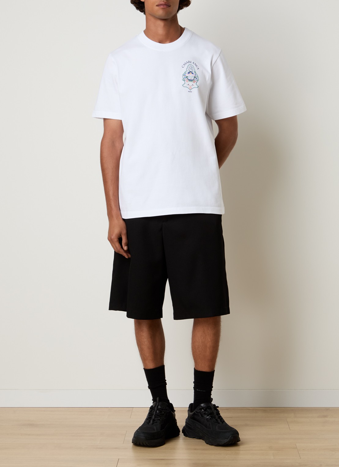 Casablanca Hotel T-shirt met logo- en backprint - voorkant 3 wit