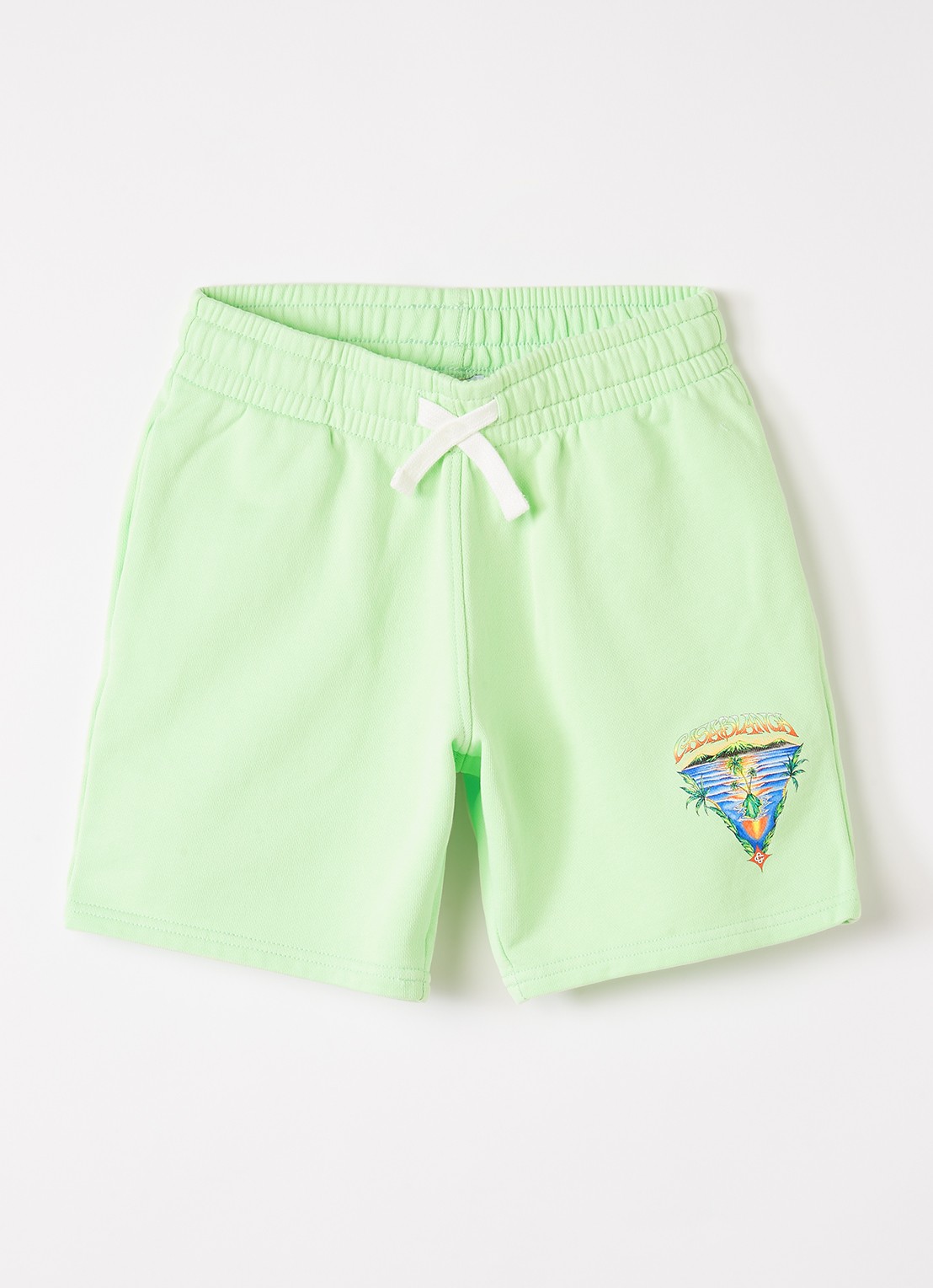Casablanca Innocence straight fit korte joggingbroek met logo - voorkant 2 lime