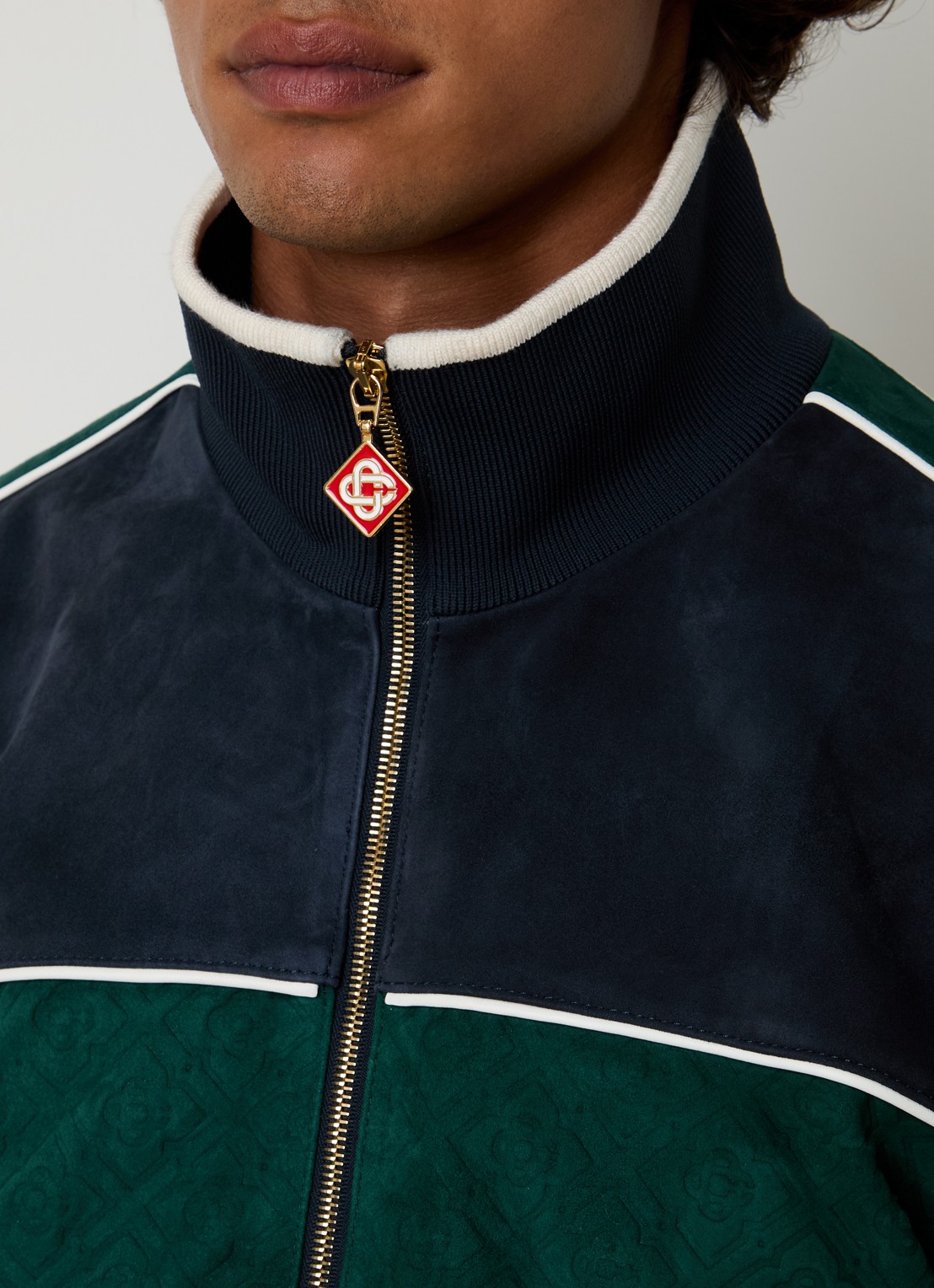 Casablanca Jack van suède met steekzakken - detail 4 donkerblauw