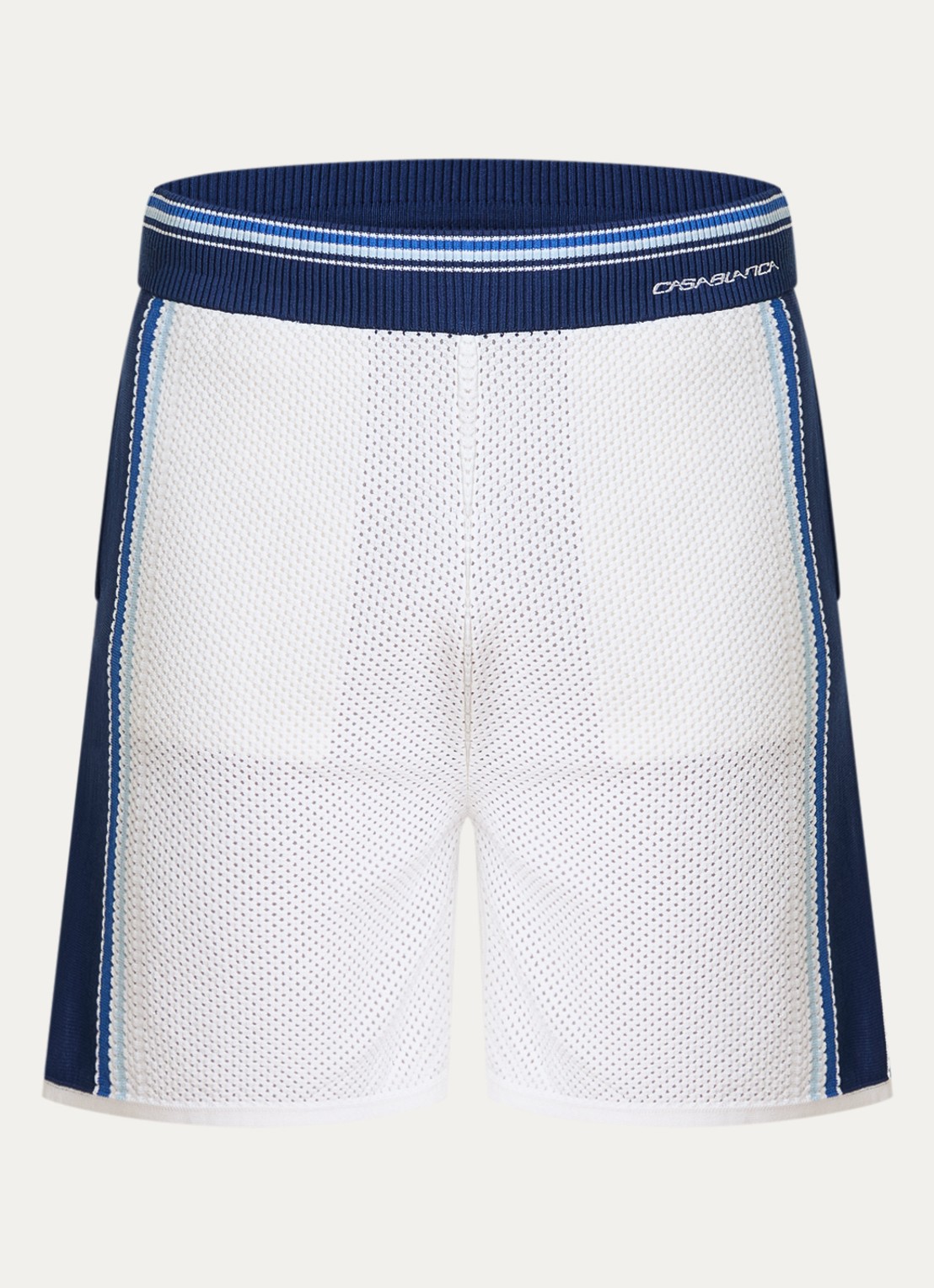 Casablanca Korte broek met opengewerkt dessin en logo - voorkant 4 donkerblauw