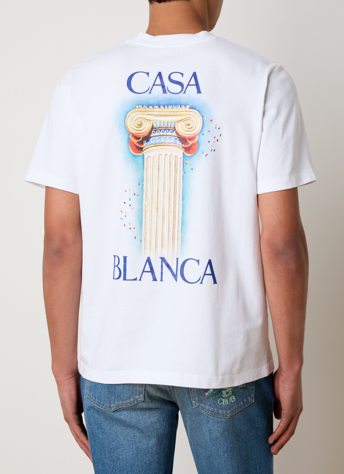 Casablanca La Colomne T-shirt van  katoen met front- en backprint - detail 3 wit