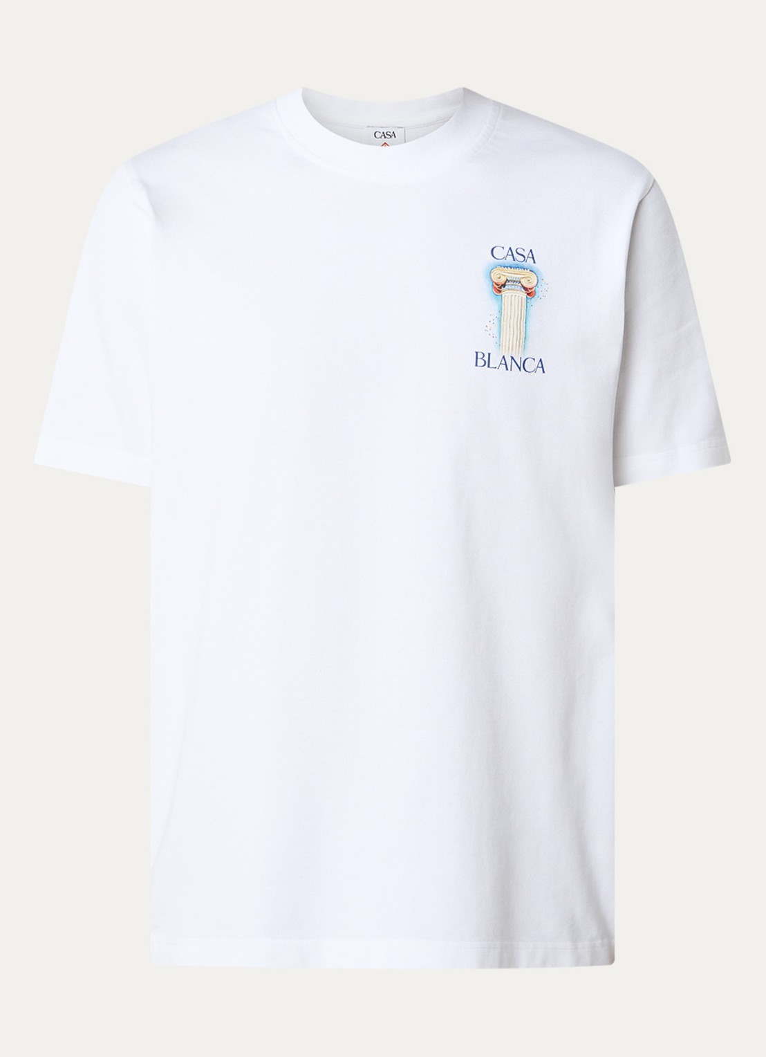 Casablanca La Colomne T-shirt van  katoen met front- en backprint - voorkant wit