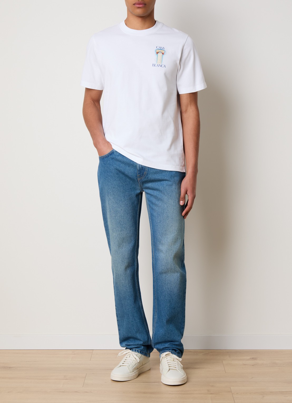 Casablanca La Colomne T-shirt van  katoen met front- en backprint - voorkant 2 wit