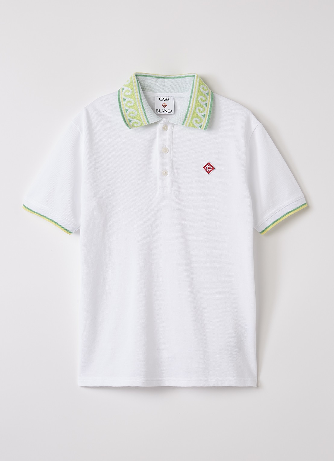 Casablanca Laurel polo van piqué katoen met logoborduring - voorkant wit