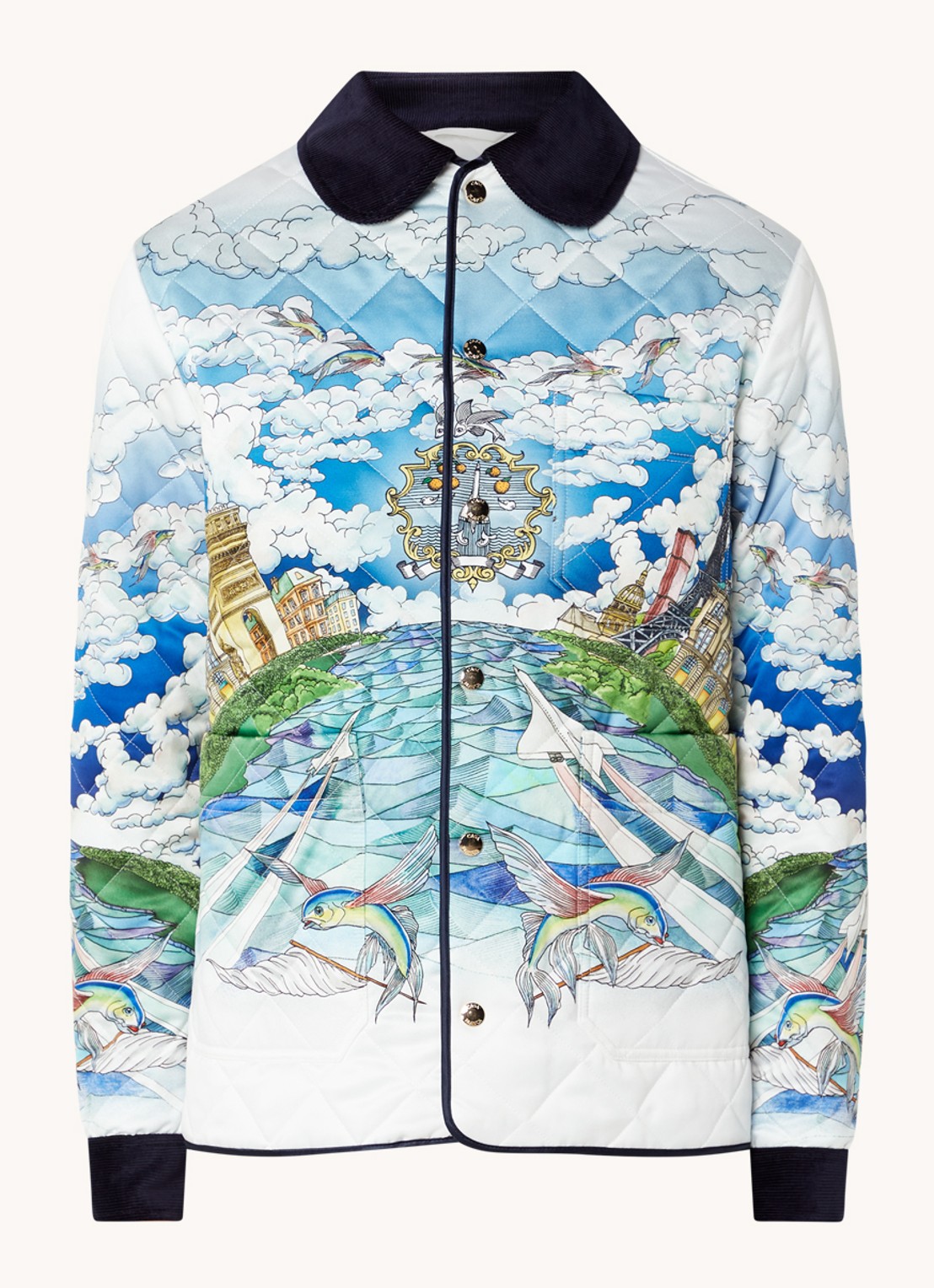 Casablanca Le Vol Ideal jack met print en quilt patroon - voorkant 2 lichtblauw