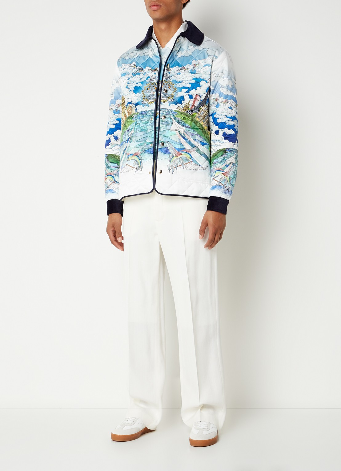Casablanca Le Vol Ideal jack met print en quilt patroon - voorkant 3 lichtblauw