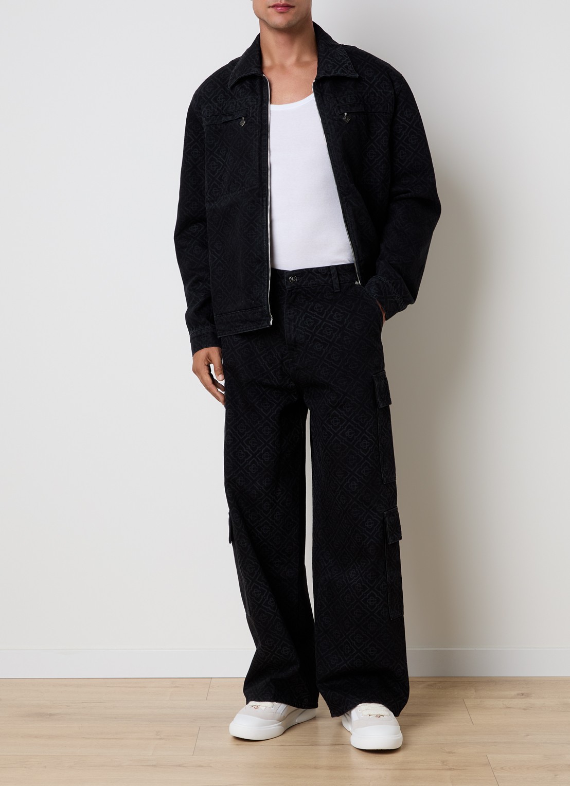 Casablanca Loose fit jeans met logoprint - voorkant 6 zwart