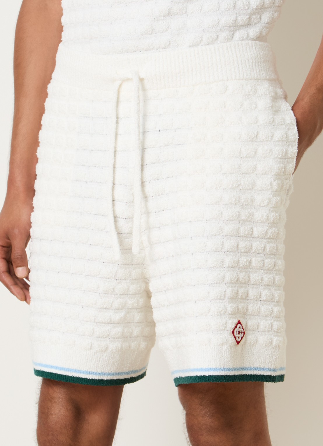 Casablanca Loose fit korte joggingbroek van bouclé - detail 4 wit