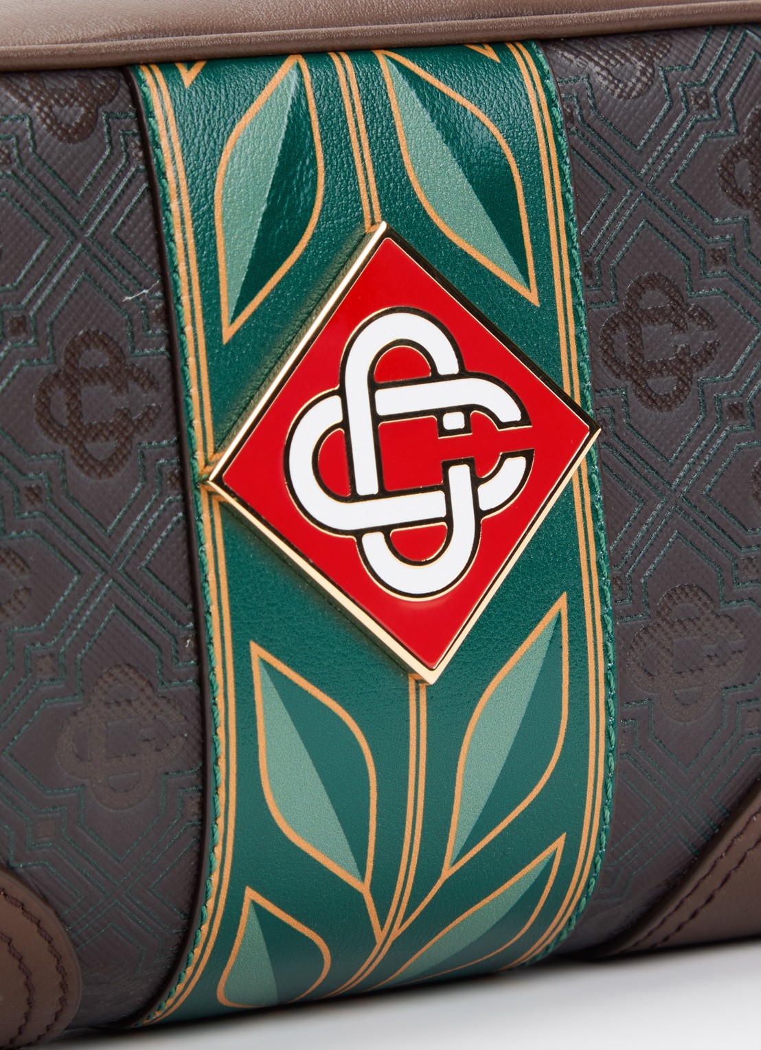 Casablanca Monogram schoudertas van canvas met logoprint  - detail 5 donkerbruin
