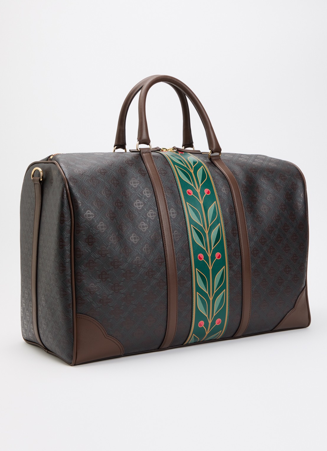Casablanca Monogram weekendtas van kalfsleer met logoprint  - achterkant 2 donkerbruin