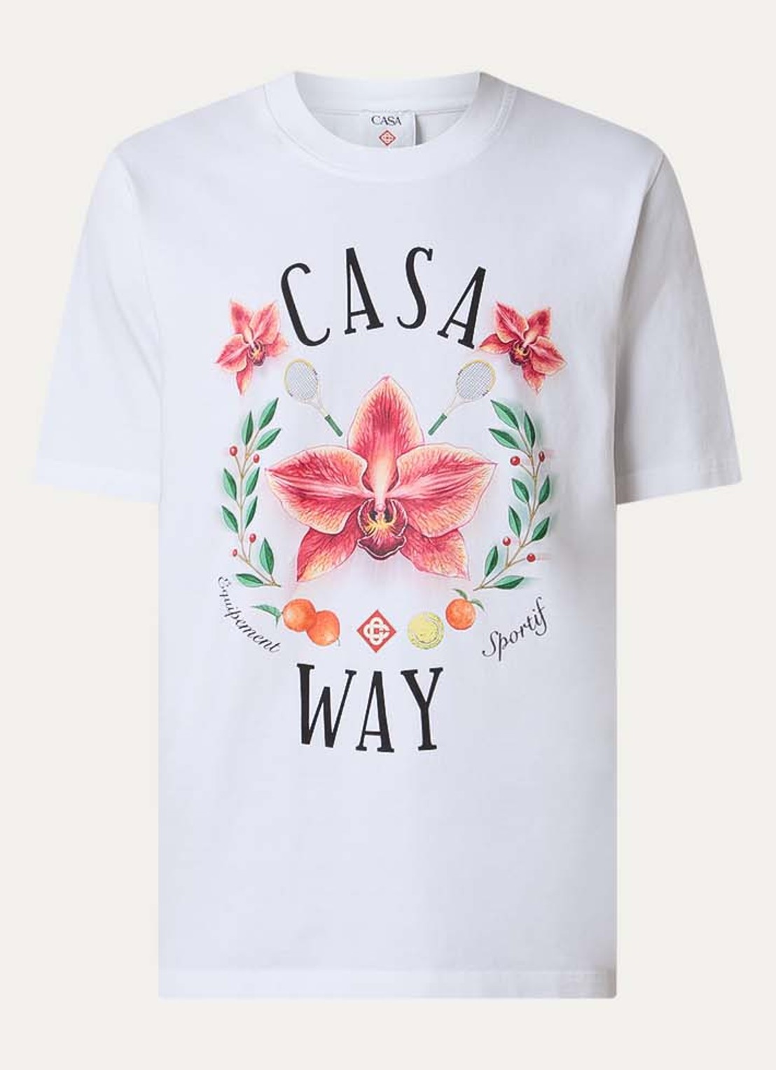Casablanca Orchid Classic T-shirt met logoprint - voorkant 2 wit