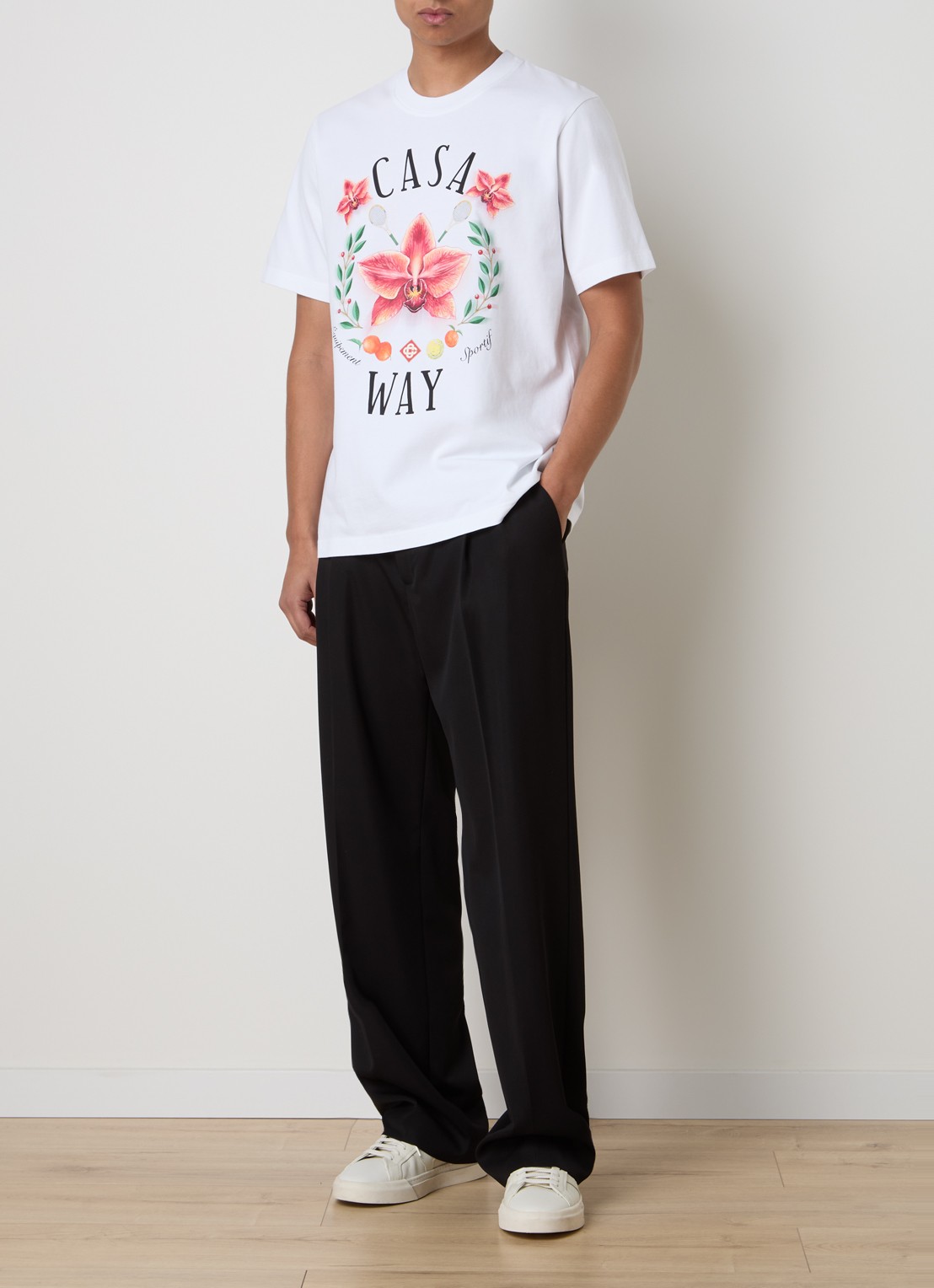 Casablanca Orchid Classic T-shirt met logoprint - voorkant 3 wit