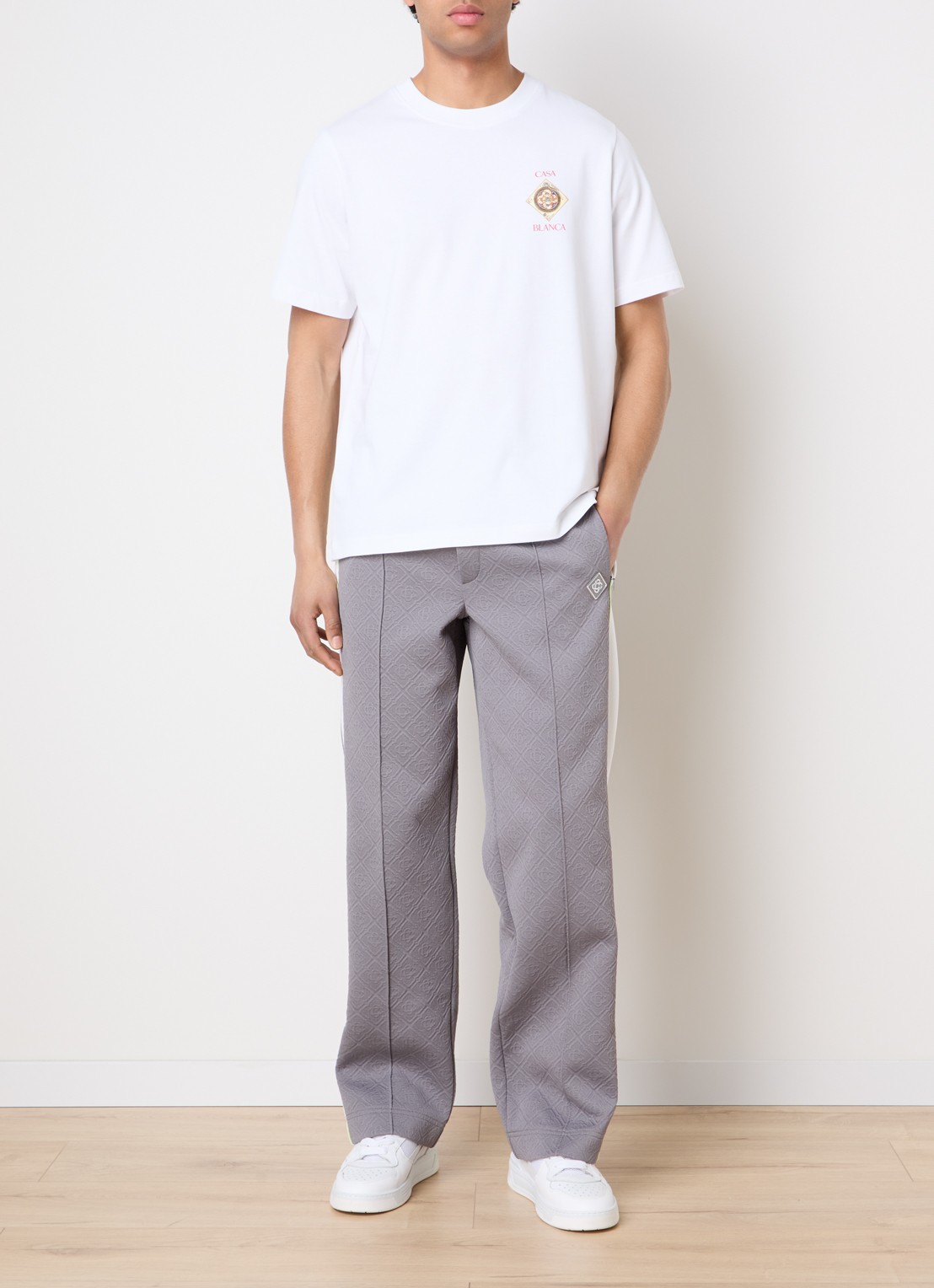 Casablanca Plafondorne T-shirt met logo- en backprint - voorkant 4 wit
