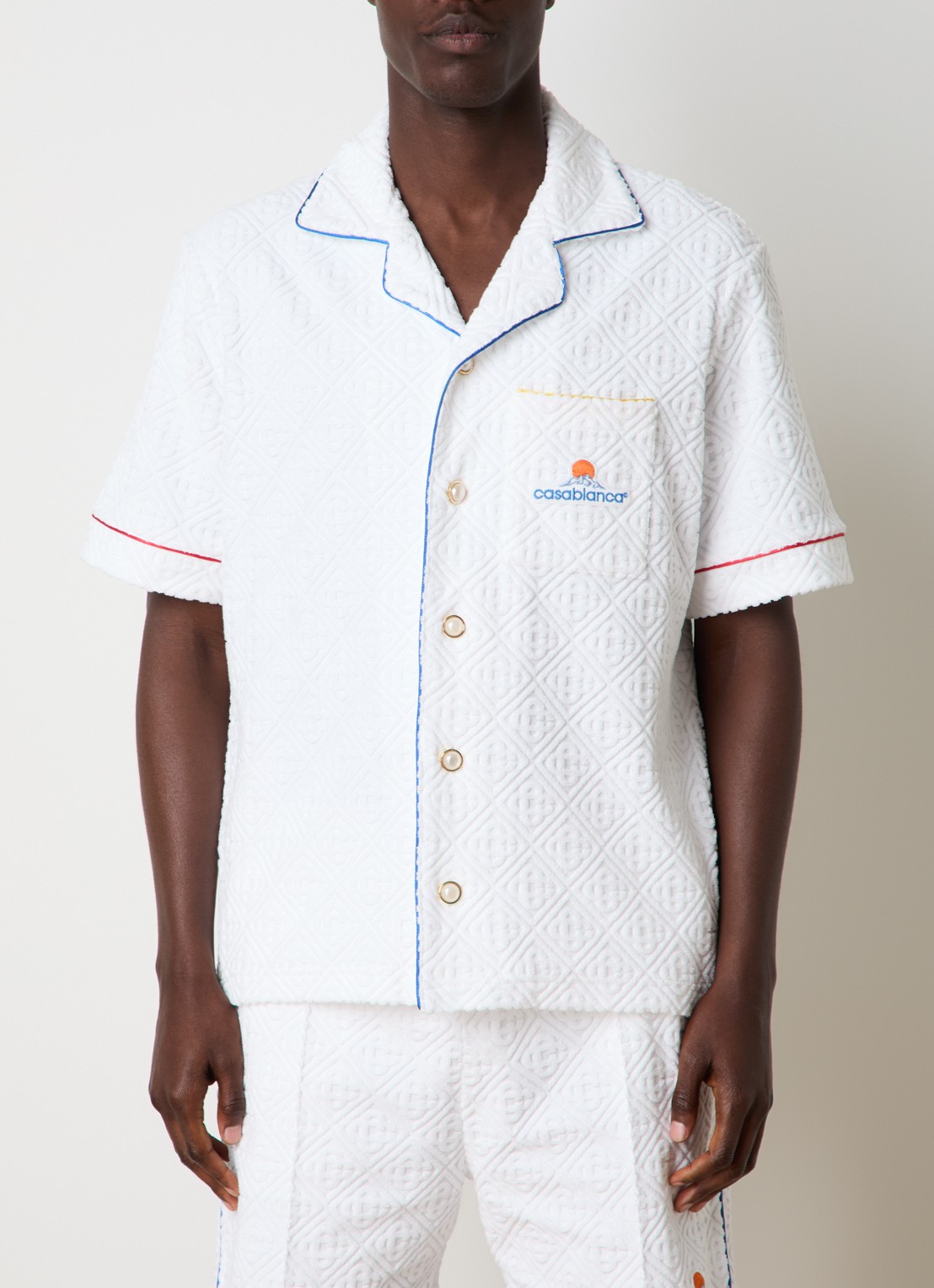 Casablanca Regular fit overhemd van badstof met logoprint - detail 2 wit