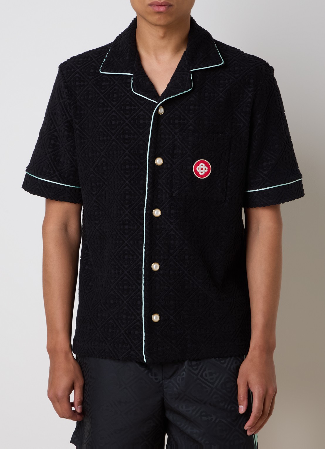 Casablanca Regular fit overhemd van badstof met logoprint - detail 4 zwart