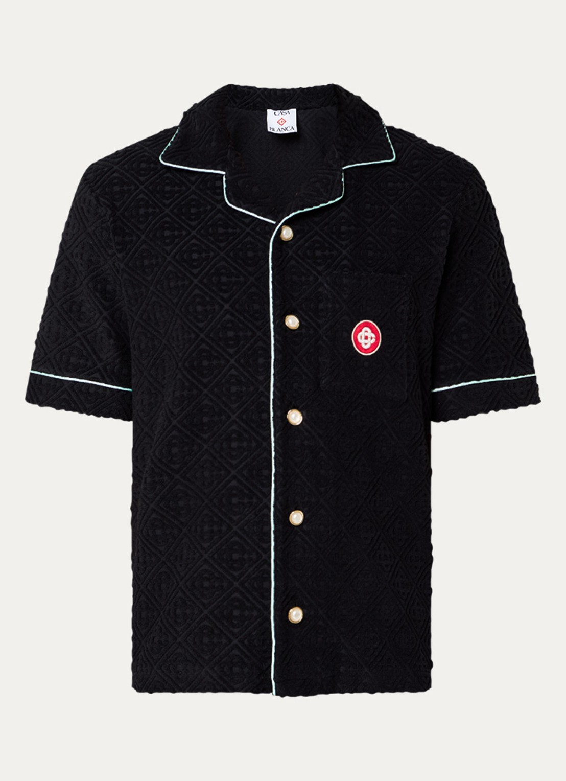 Casablanca Regular fit overhemd van badstof met logoprint - voorkant 2 zwart