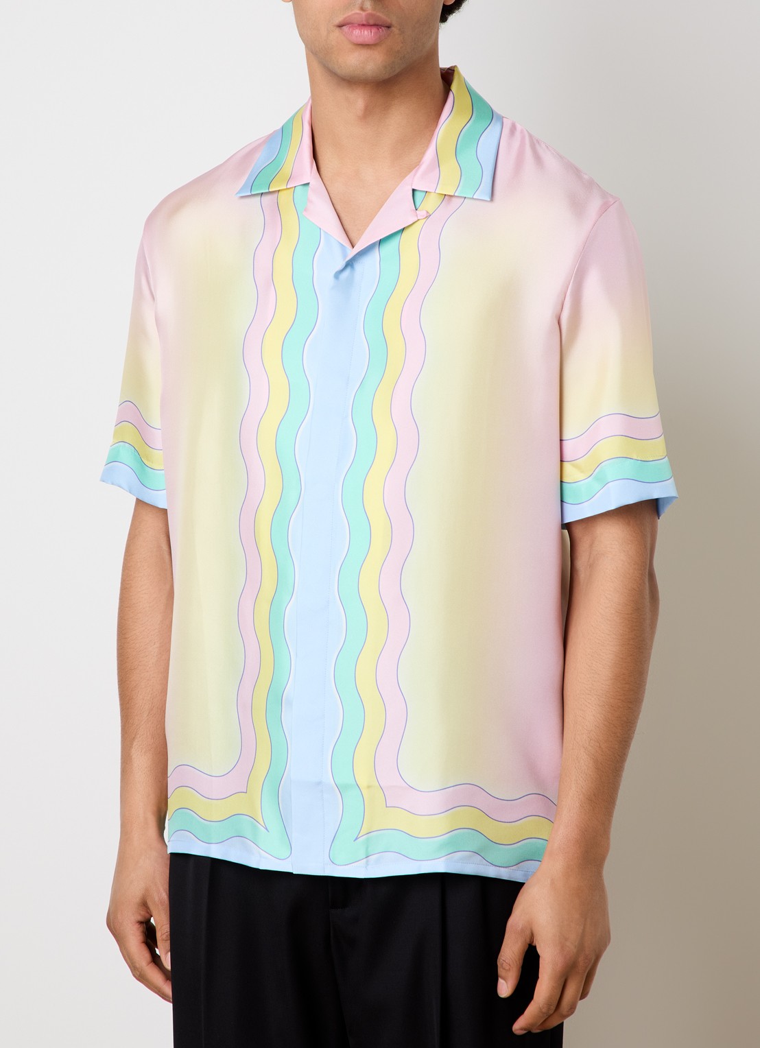 Casablanca Regular fit overhemd van zijde met print - detail 2 geel