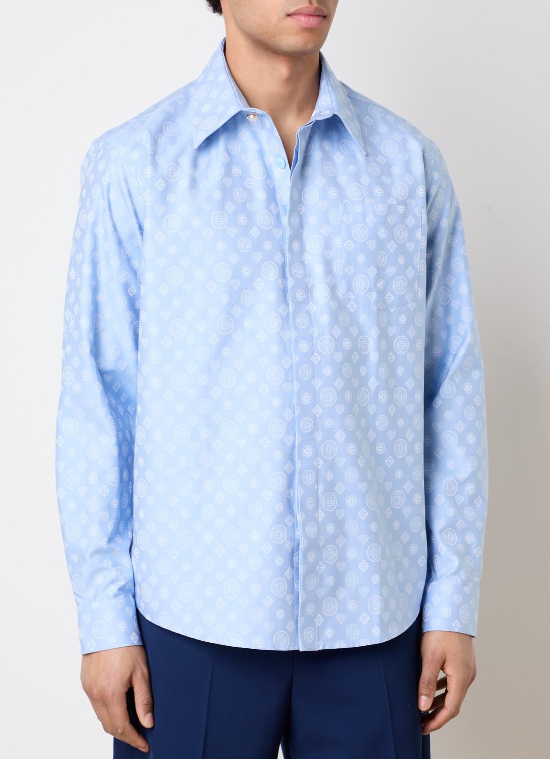 Casablanca Regular fit polo met logoprint - detail 2 lichtblauw