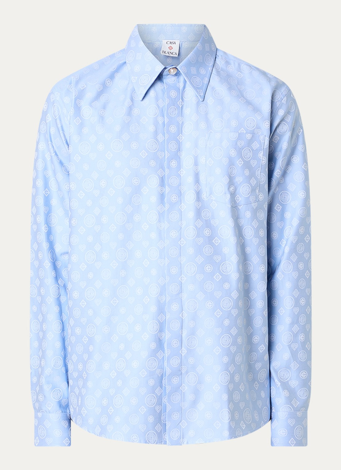 Casablanca Regular fit polo met logoprint - voorkant 4 lichtblauw