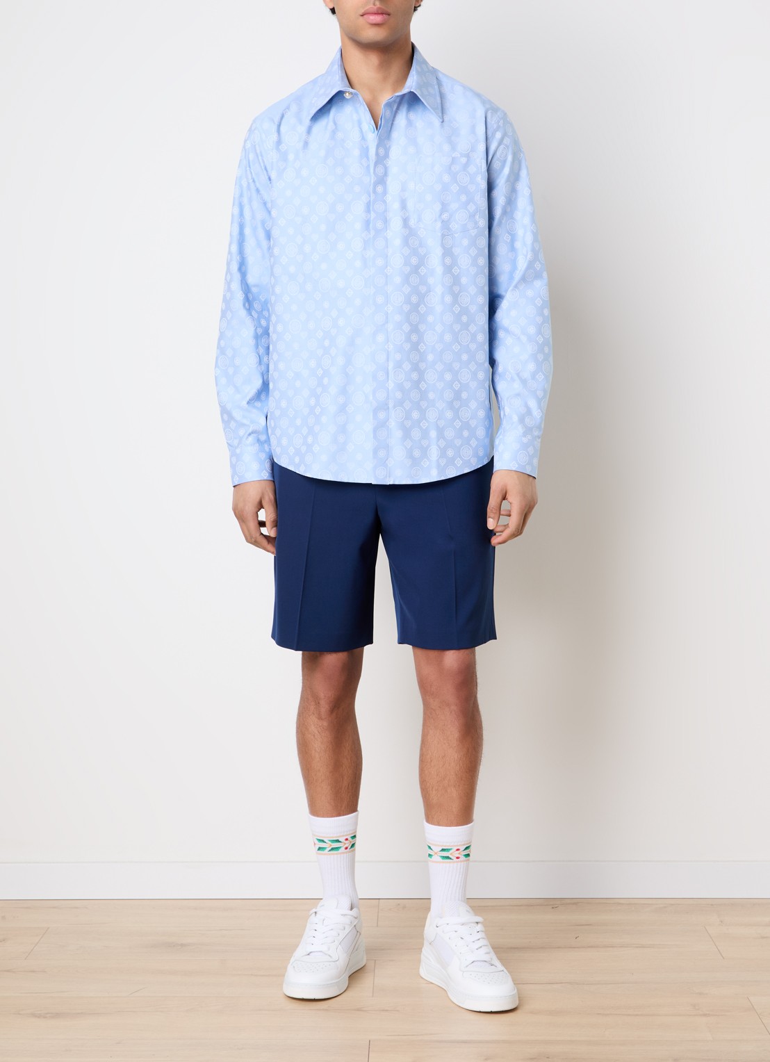 Casablanca Regular fit polo met logoprint - voorkant 5 lichtblauw