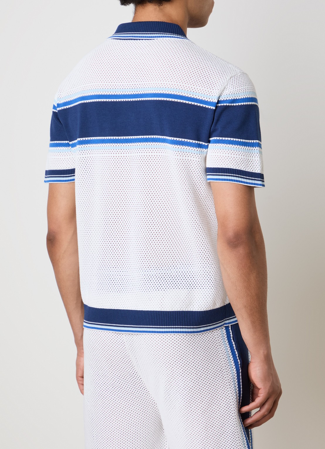 Casablanca Regular fit polo met opengewerkt dessin en logo - achterkant 5 donkerblauw