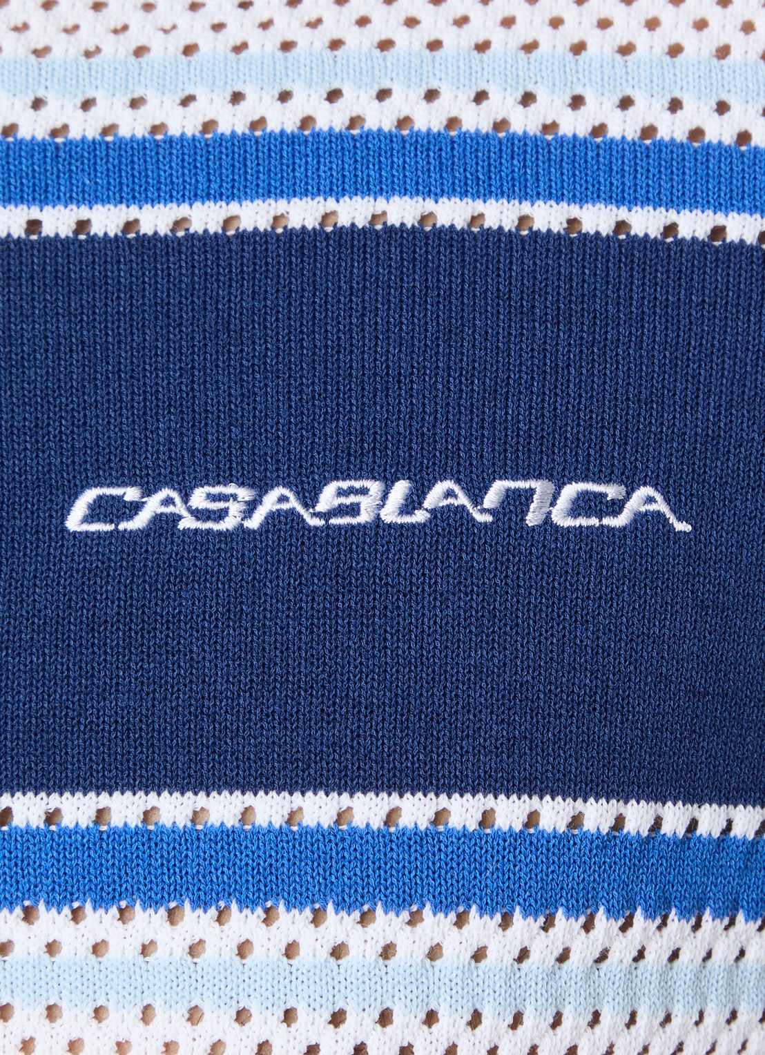 Casablanca Regular fit polo met opengewerkt dessin en logo - detail 2 donkerblauw