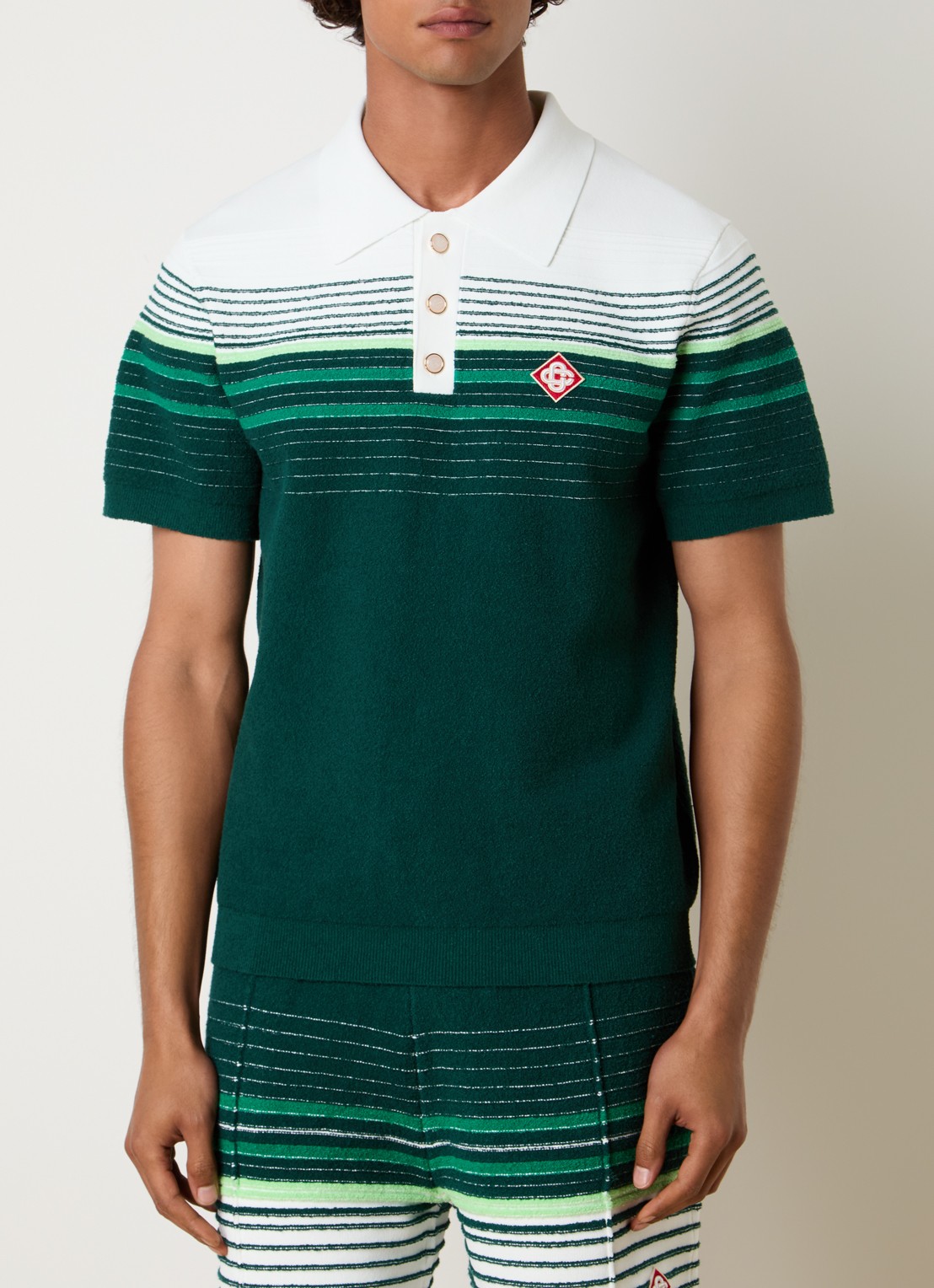 Casablanca Regular fit polo met structuur - detail groen