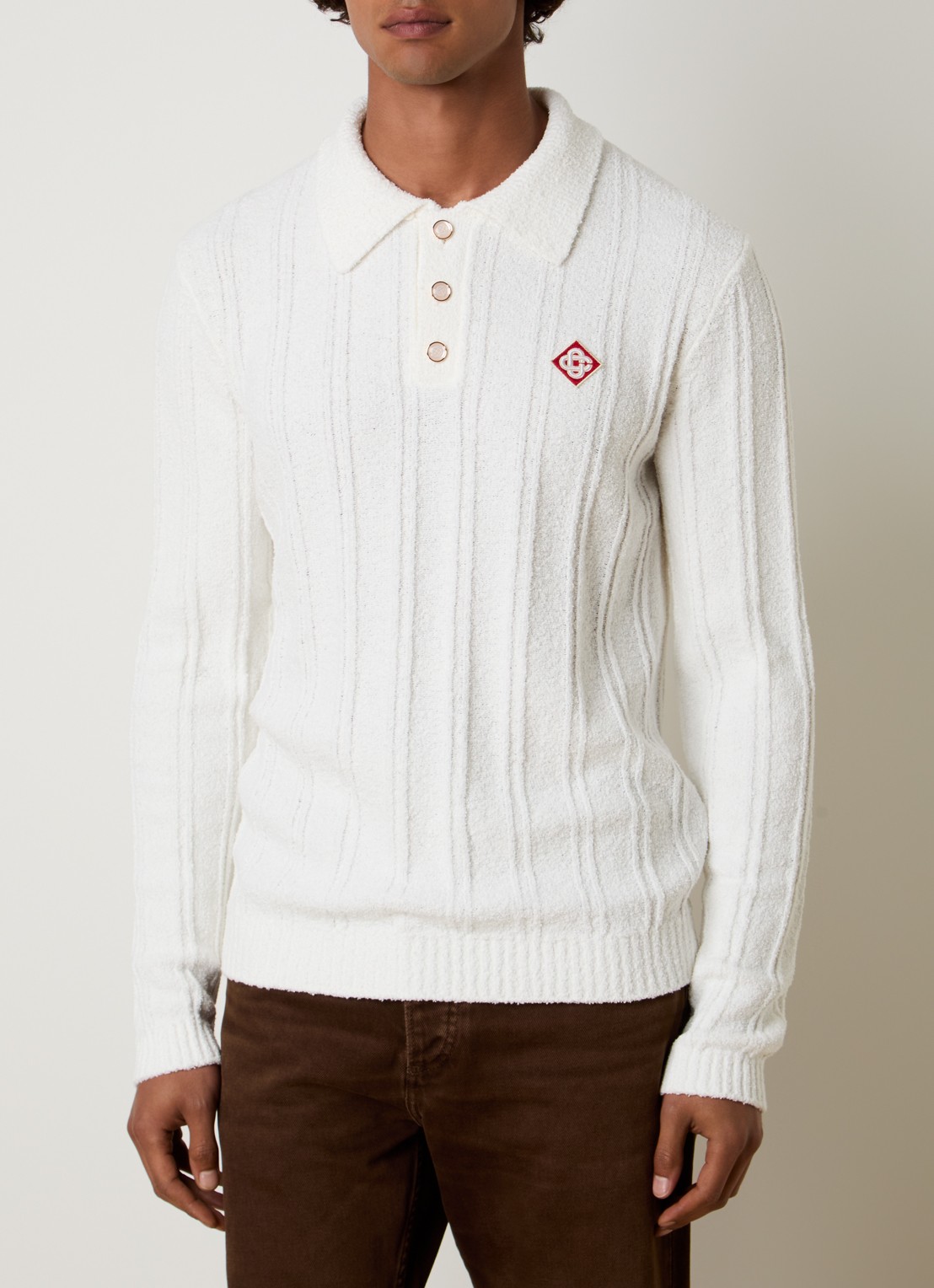Casablanca Regular fit polo van bouclé - detail 4 wit