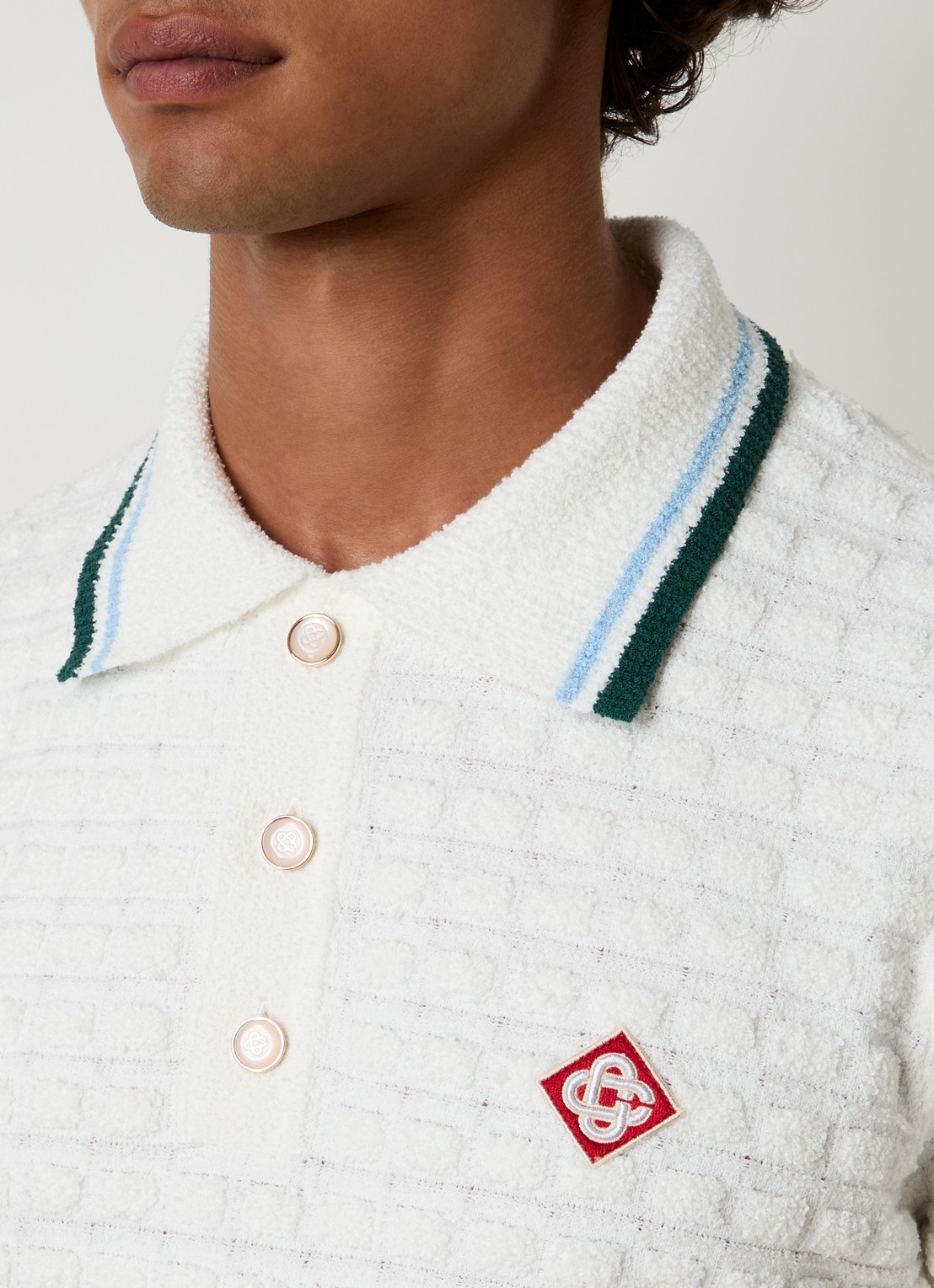 Casablanca Regular fit polo van bouclé - detail 5 wit