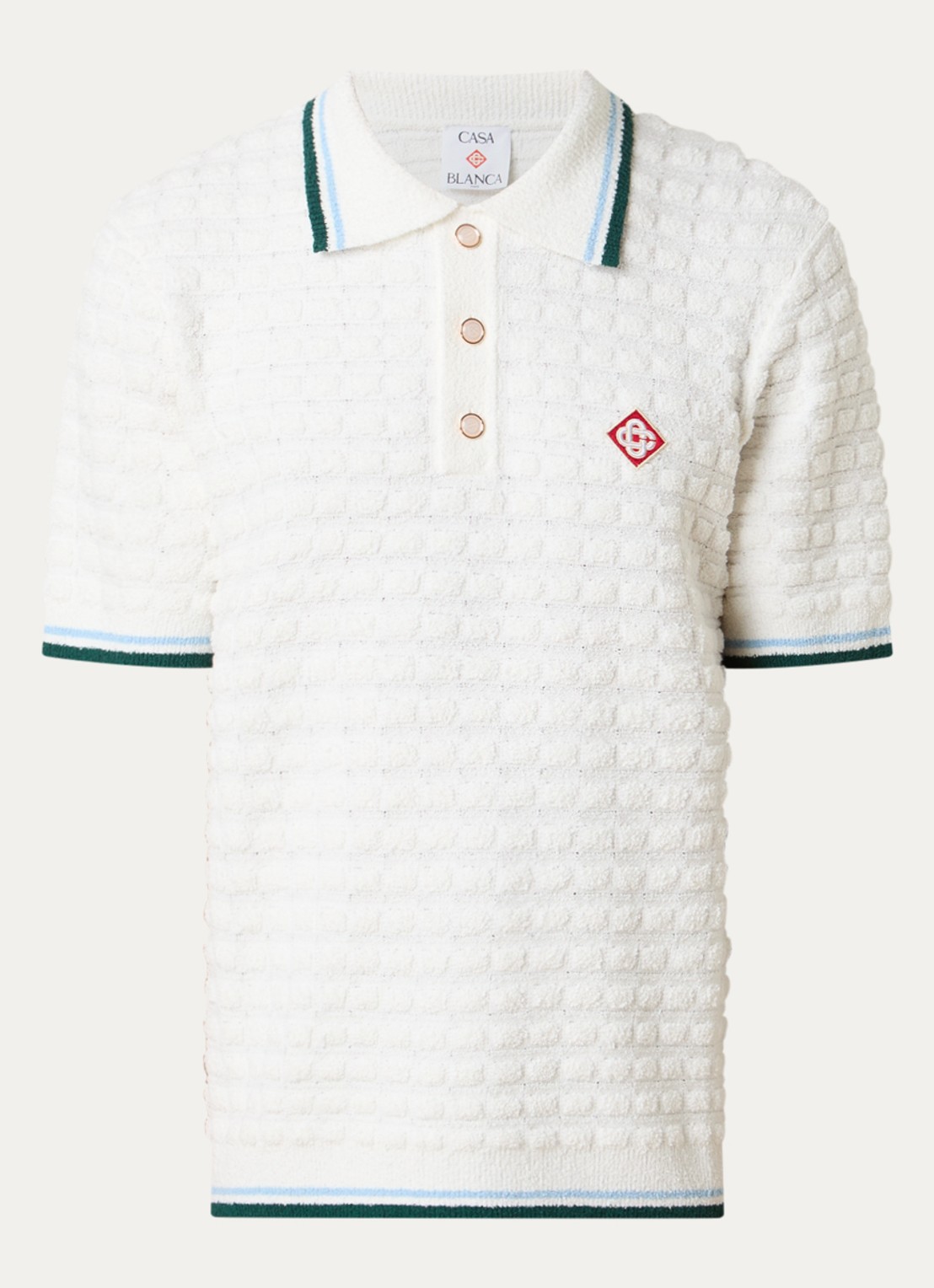 Casablanca Regular fit polo van bouclé - voorkant 2 wit