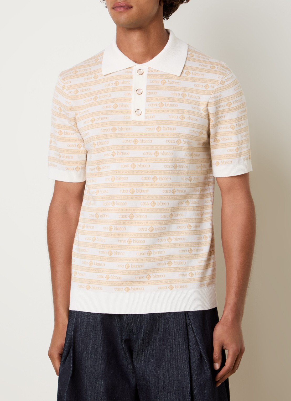 Casablanca Regular fit polo van wol - detail 3 beige