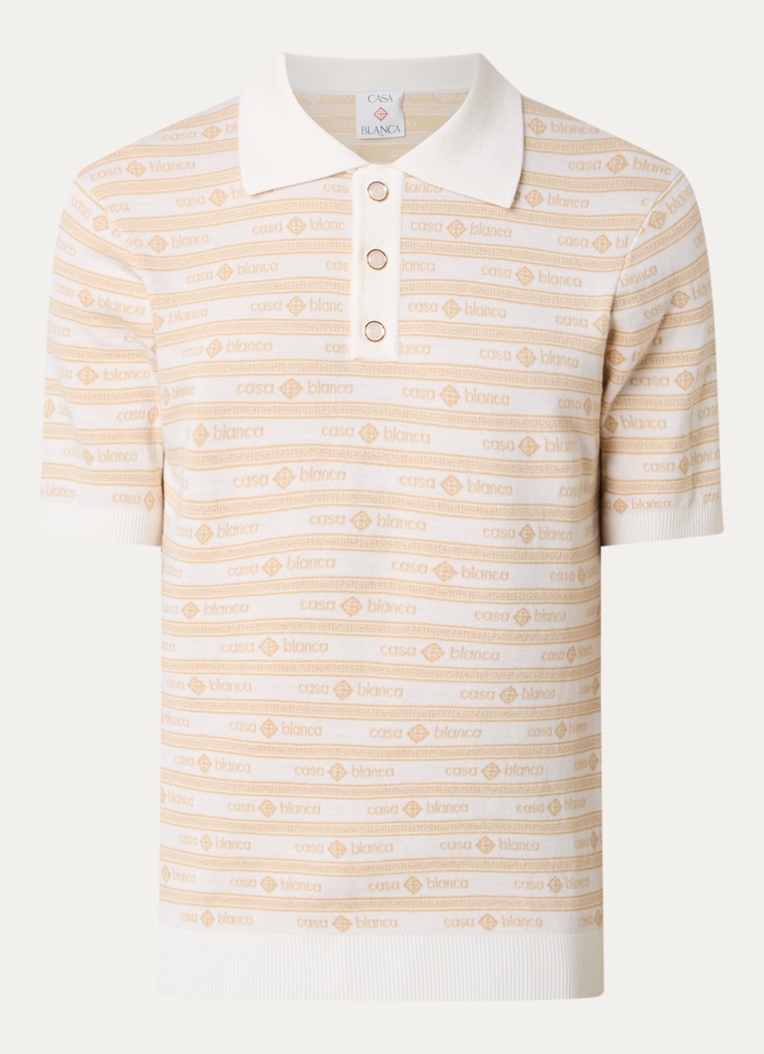 Casablanca Regular fit polo van wol - voorkant beige