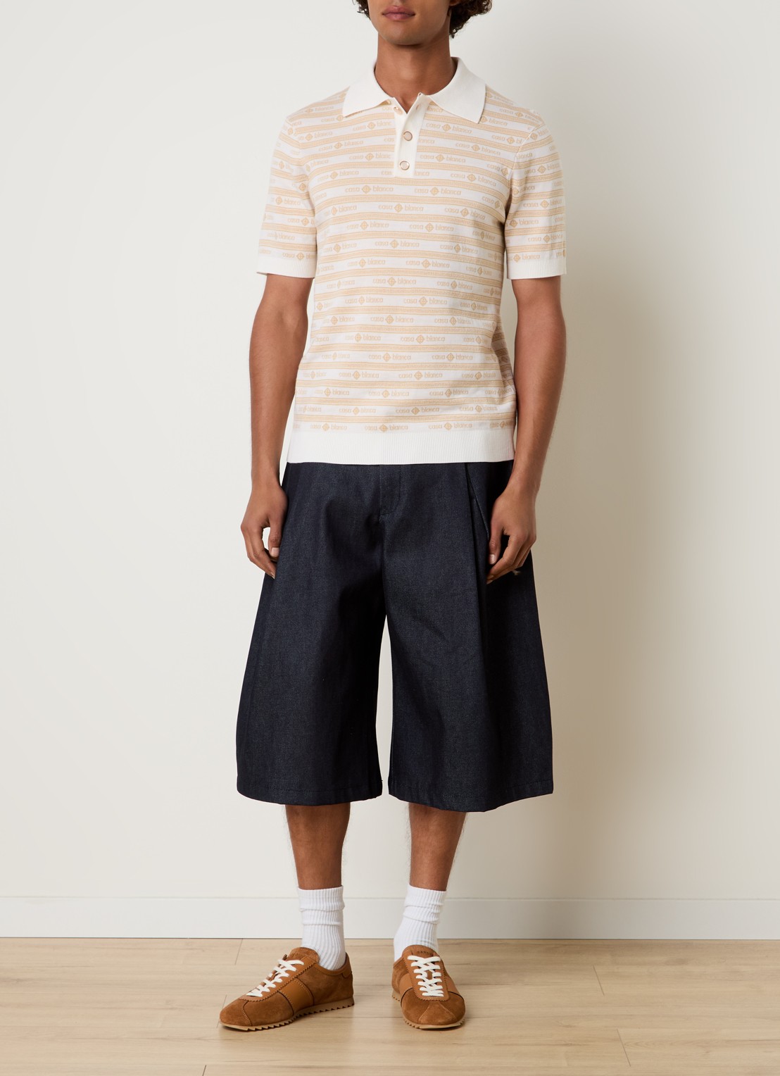 Casablanca Regular fit polo van wol - voorkant 2 beige