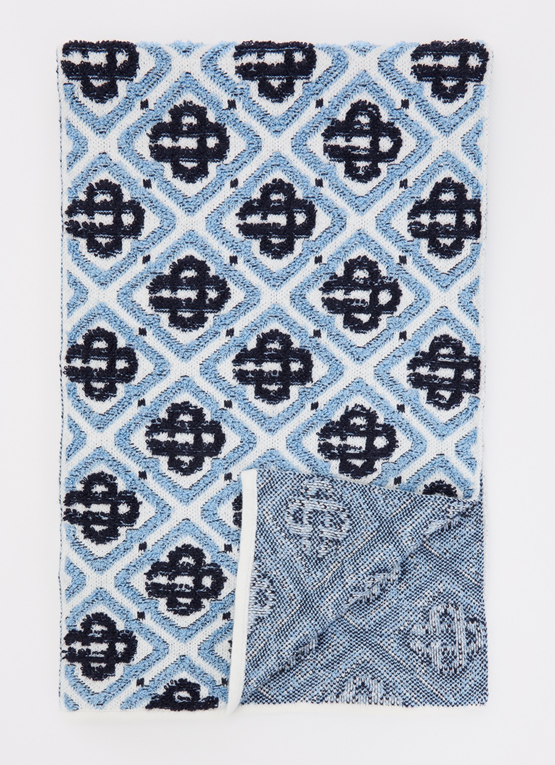 Casablanca Sjaal in wolblend met logoprint 150 x 25 cm - voorkant 2 blauw