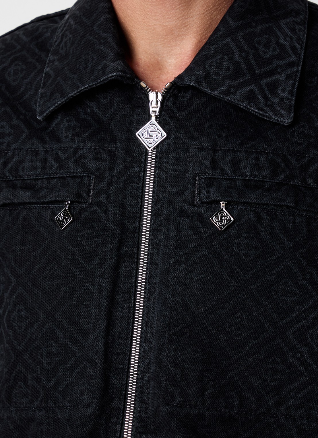 Casablanca Spijkerjas met logoprint - detail 4 zwart