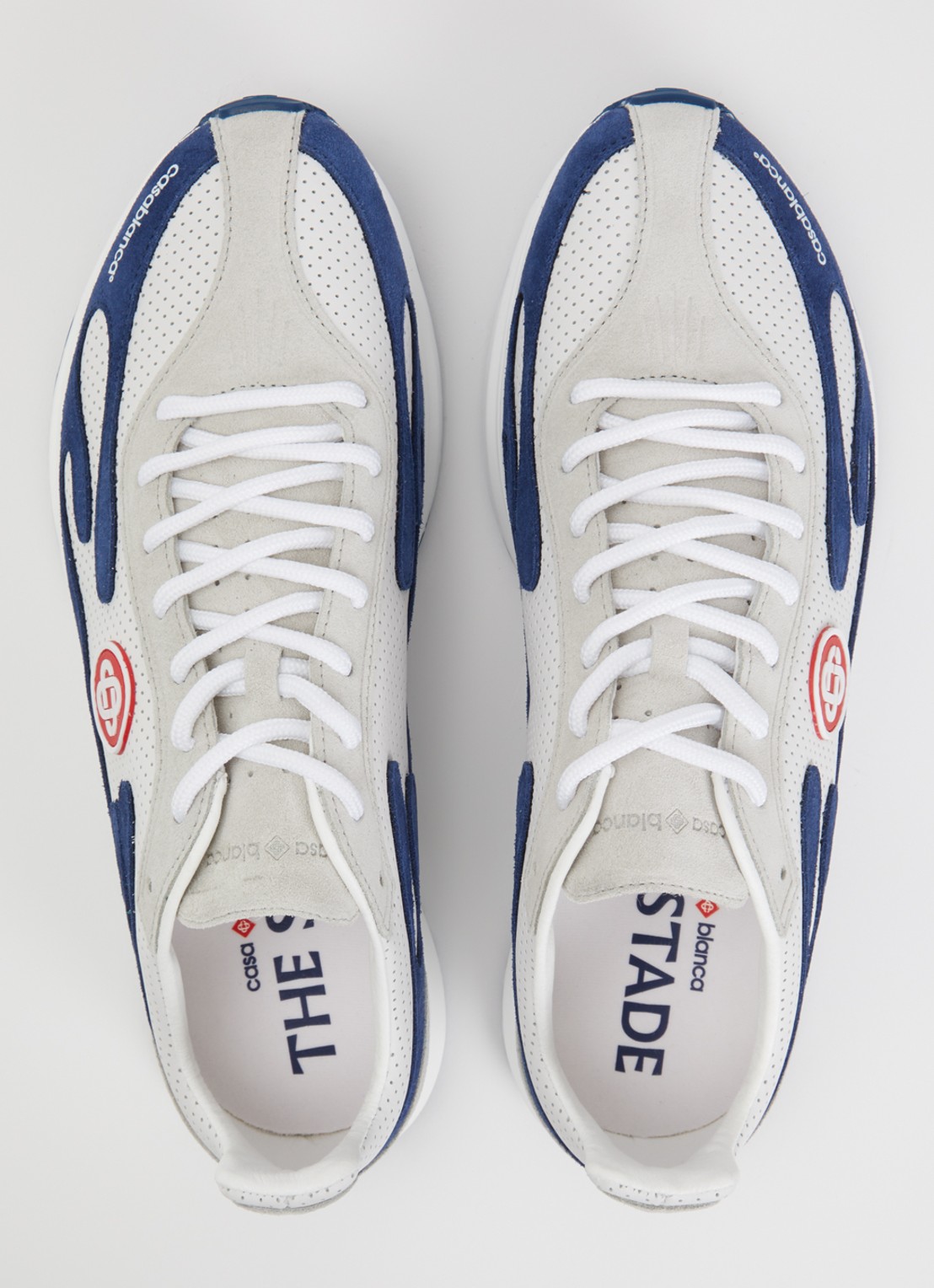 Casablanca Stade sneaker met suède details - detail 2 donkerblauw