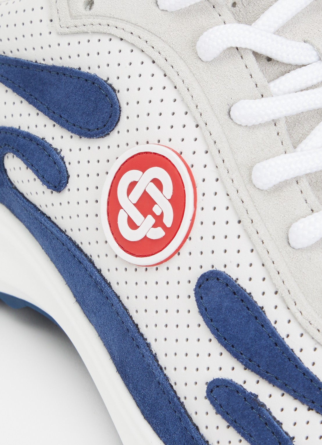Casablanca Stade sneaker met suède details - detail 4 donkerblauw