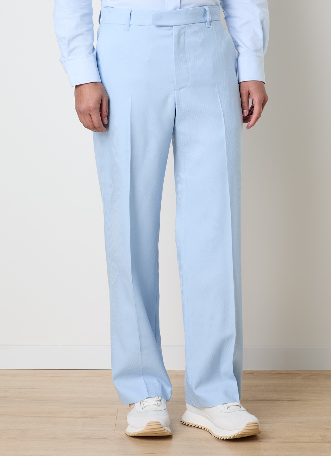 Casablanca Straight fit pantalon van wol met steekzakken - detail 3 lichtblauw