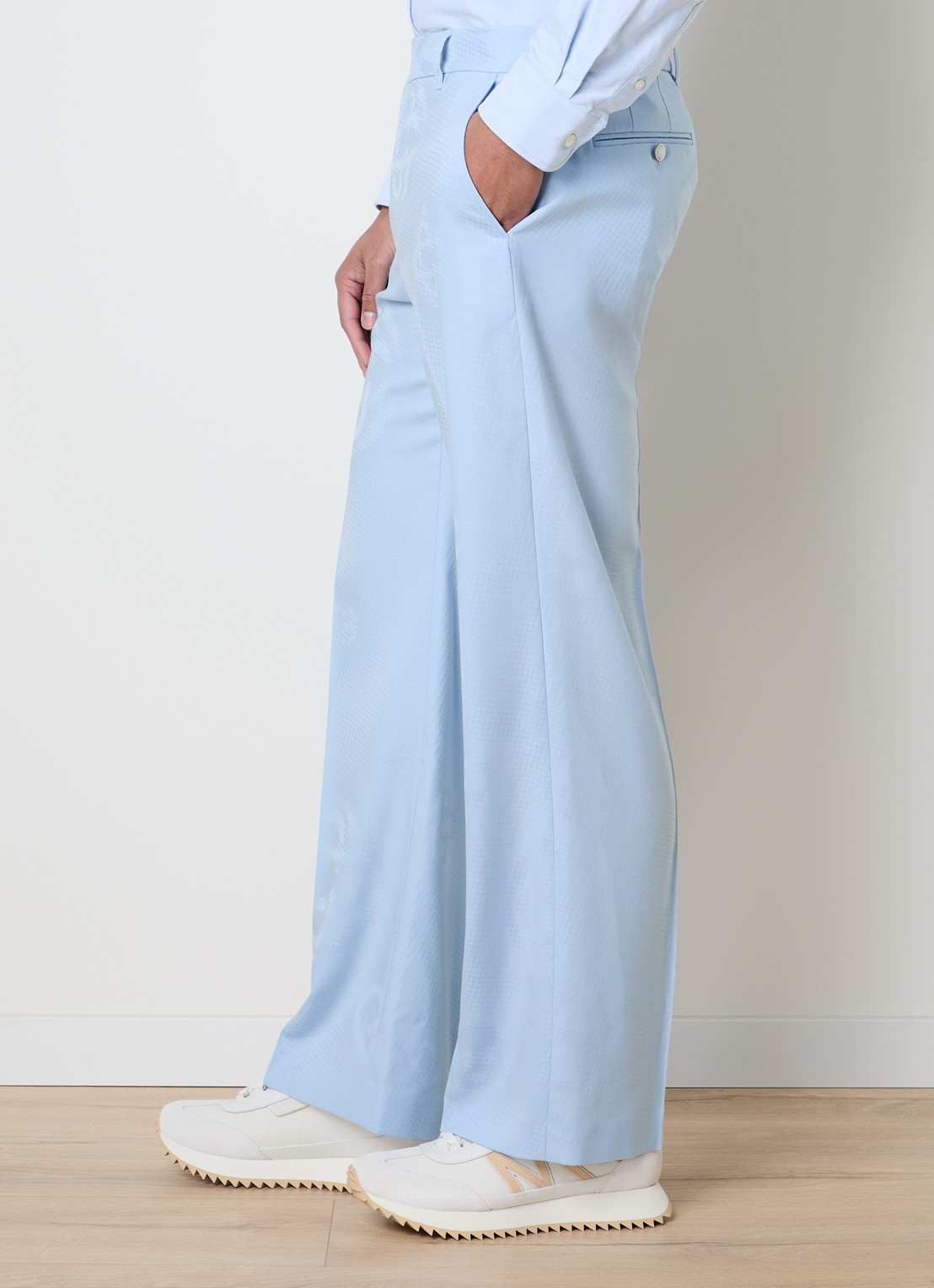 Casablanca Straight fit pantalon van wol met steekzakken - detail 4 lichtblauw