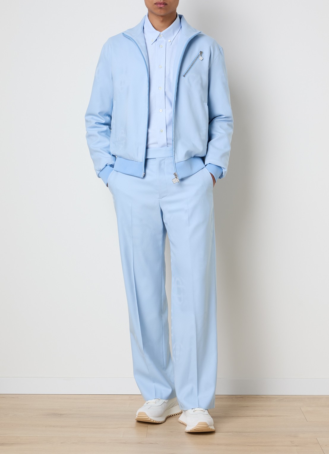 Casablanca Straight fit pantalon van wol met steekzakken - voorkant 2 lichtblauw