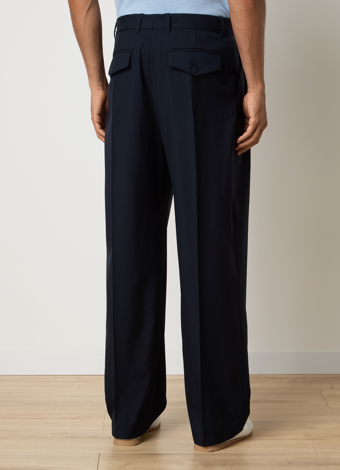 Casablanca Straight fit pantalon van wol met steekzakken - achterkant 6 donkerblauw